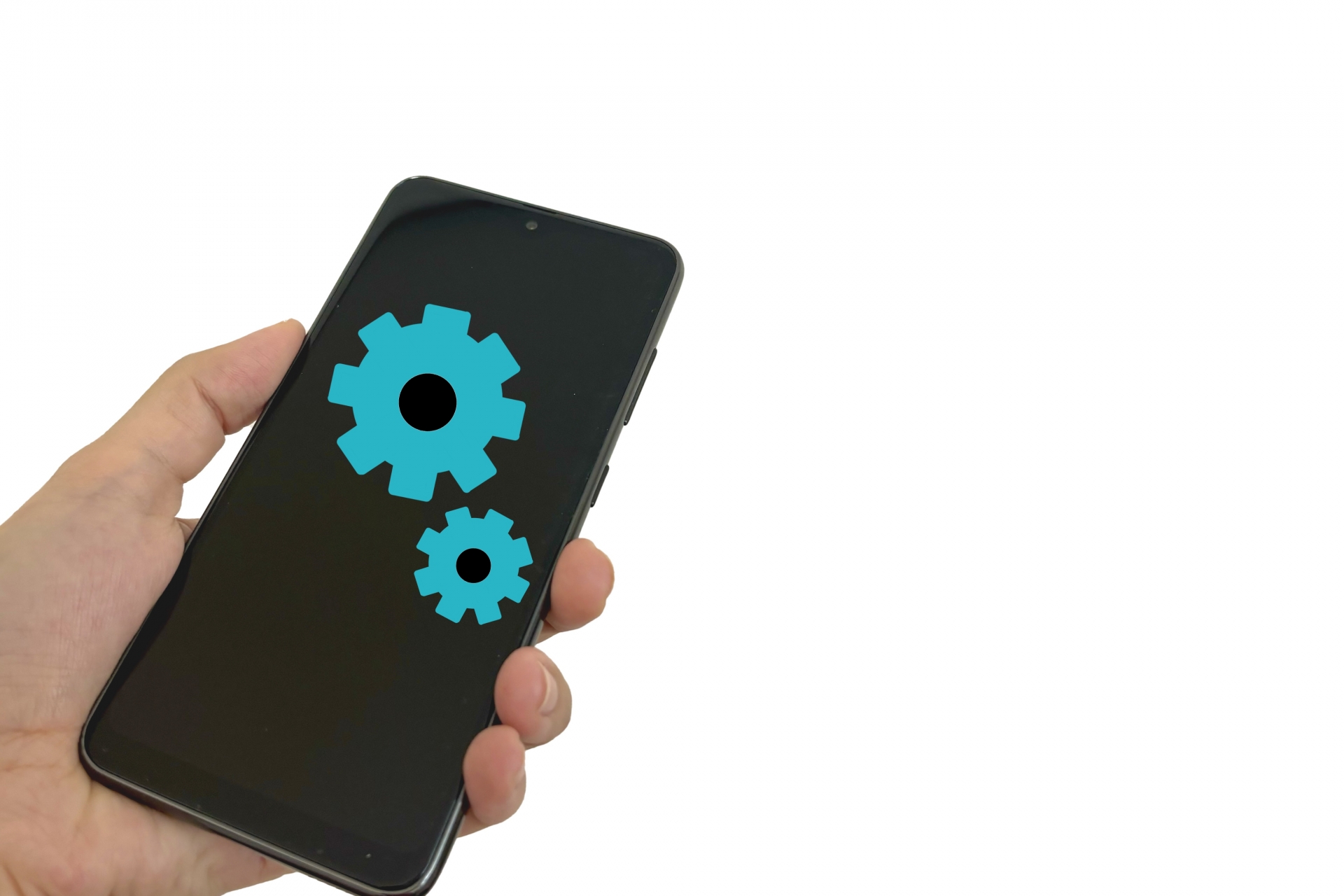 設定の歯車アイコンが表示されたスマホ